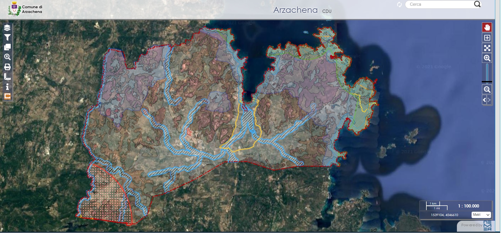 GeoPortalPLUs schermata - Comune di Arzachena - Nemea Sistemi